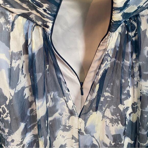 Amsale Watercolor Long Strapless Bridesmaid Evening Crinkle Silk Chiffon Dress - Picture 5 of 10